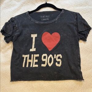 Black Graphic Tee with Red Heart